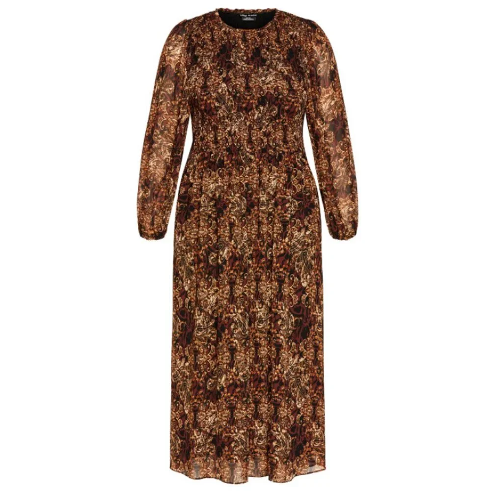 NWT City Chic Smocked Top Long Sleeve Maxi Dress 20
